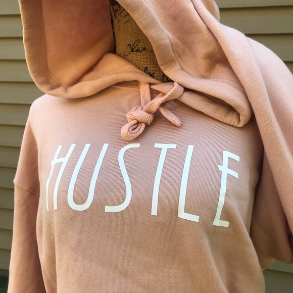 Hustle Cropped Peach Hoodie - Picture 3 of 6